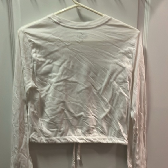 Hollister XS white long sleeve T-shirt with tie waste, black & white checkered - Picture 4 of 4